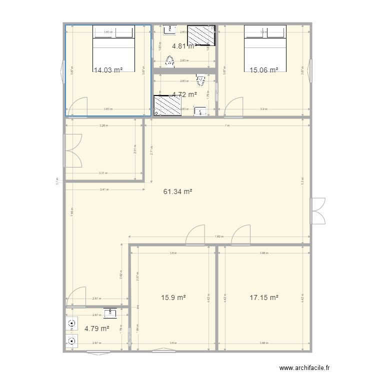 chambre airbnb4. Plan de 8 pièces et 138 m2