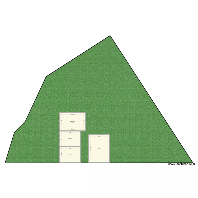 Projet maison plus terrain. Plan de 4  et 63 m²