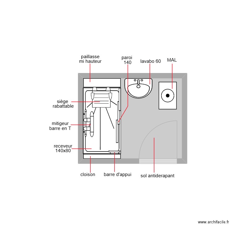 75013. Plan de 1 pièce et 4 m2