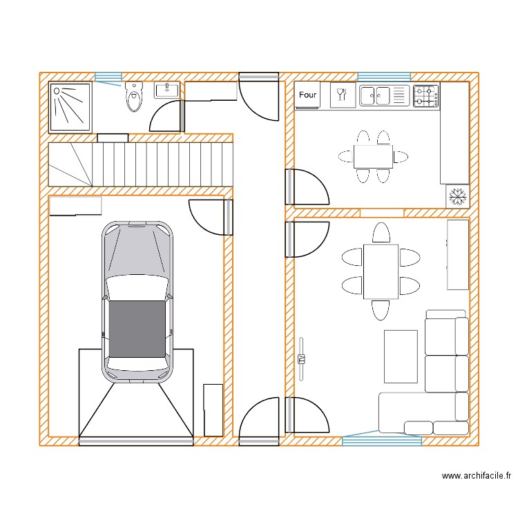 AM.Drici-Meublé. Plan de 5 pièces et 72 m2