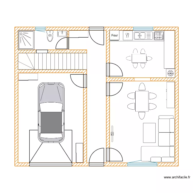 AM.Drici-Meubl&eacute;. Plan de 5 pièces et 72 m²
