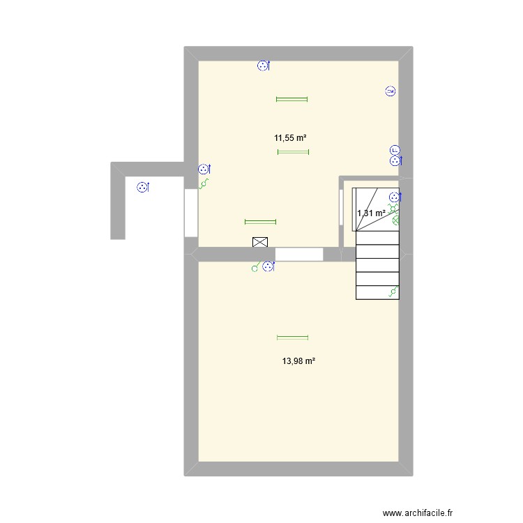 Schéma électrique cave 2. Plan de 3 pièces et 27 m2