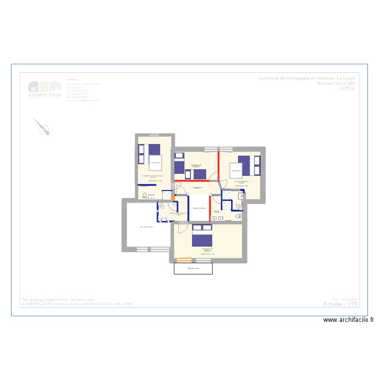 Projet 4 Etage 1. Plan de 9 pièces et 94 m2