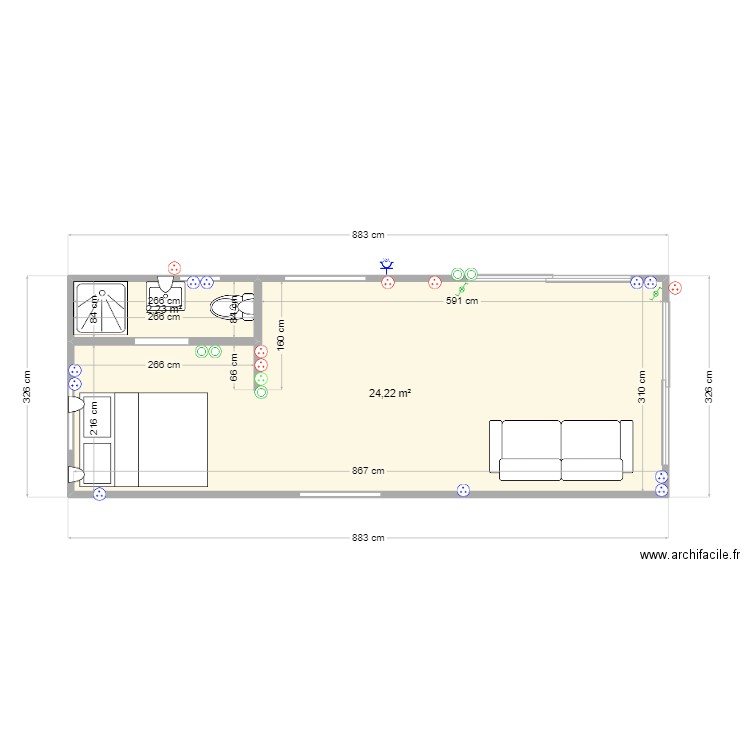 Simiane Sudio  hugo 3. Plan de 2 pièces et 26 m2