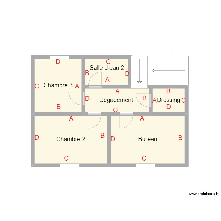 PLAN SUCCESSION DEBRUS R+1. Plan de 6 pièces et 12 m2