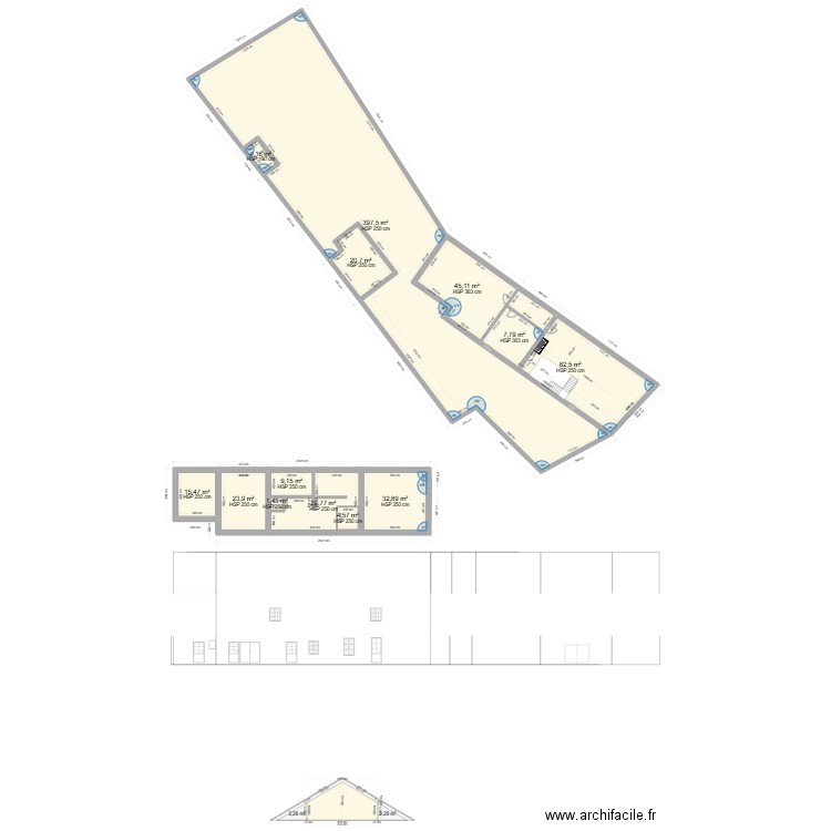 Bâtiment principal . Plan de 26 pièces et 1514 m2