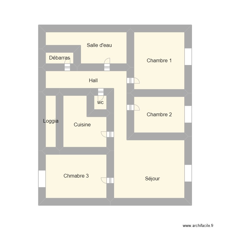 1515. Plan de 9 pièces et 23 m2