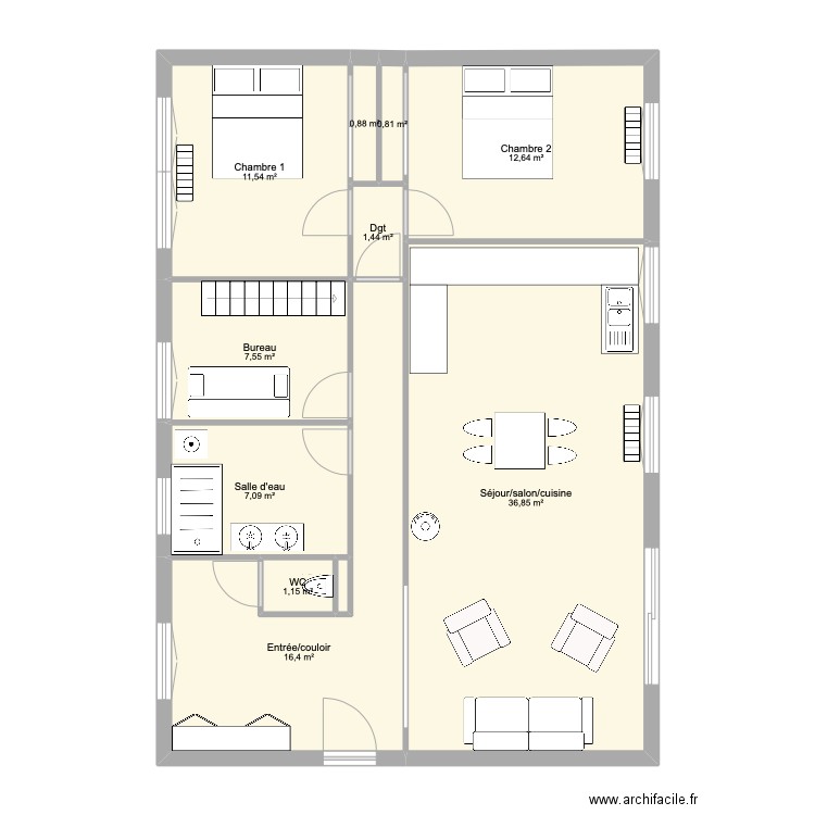 Nathalie - Etat futur 1. Plan de 11 pièces et 97 m2