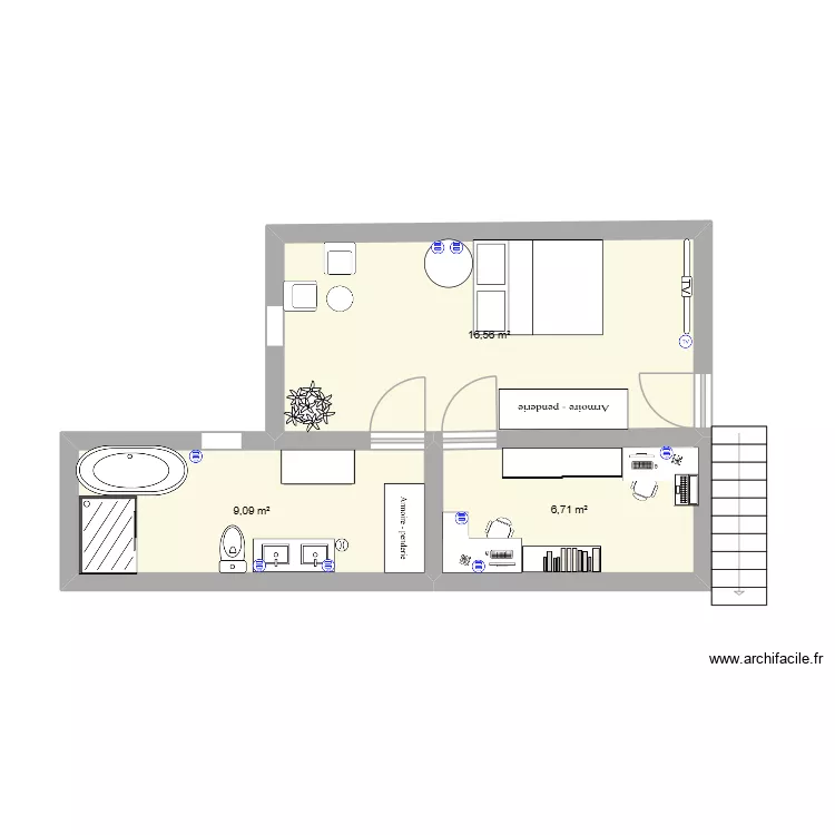 kamer. Plan de 3 et 32 m² kamer. Plan de 3 et 32 m²