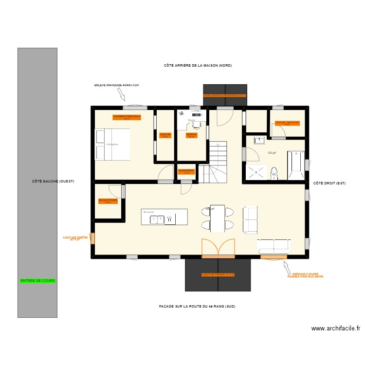 Jacques et Martine - COMPTON inversé - croquis 1.1.2. Plan de 8 pièces et 91 m2