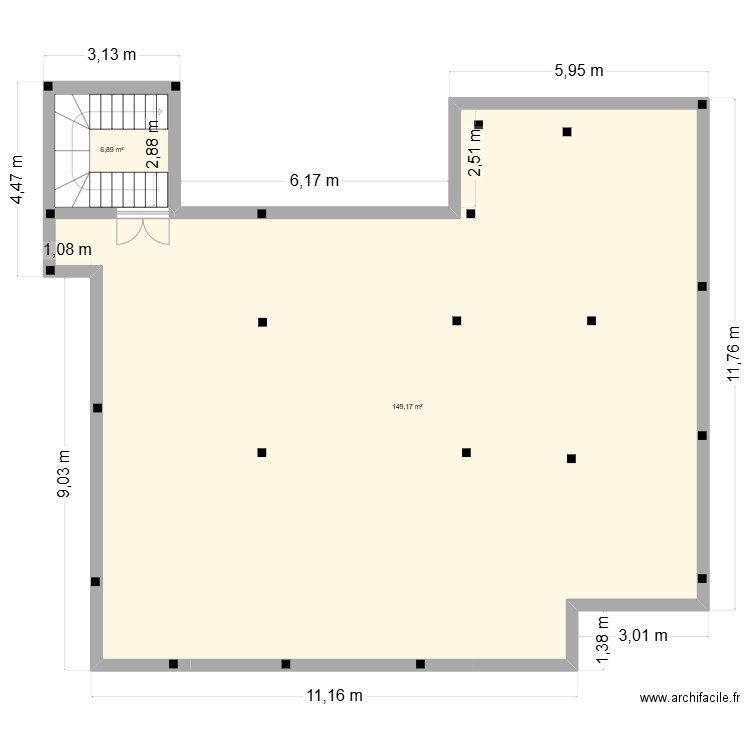 Maison Amine vierge. Plan de 2 pièces et 156 m2