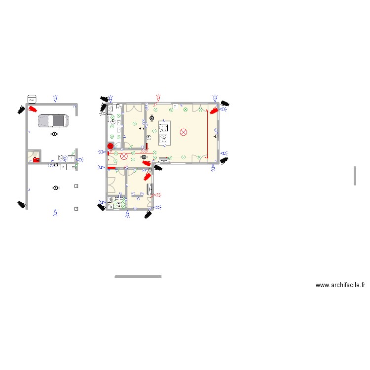 Maison. Plan de 5 pièces et 32 m2