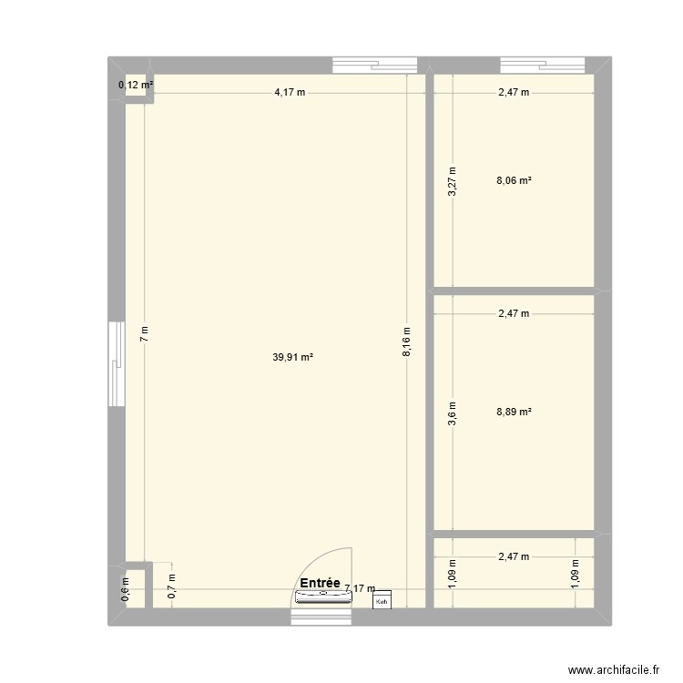 PAMPERO v2. Plan de 4 pièces et 57 m2