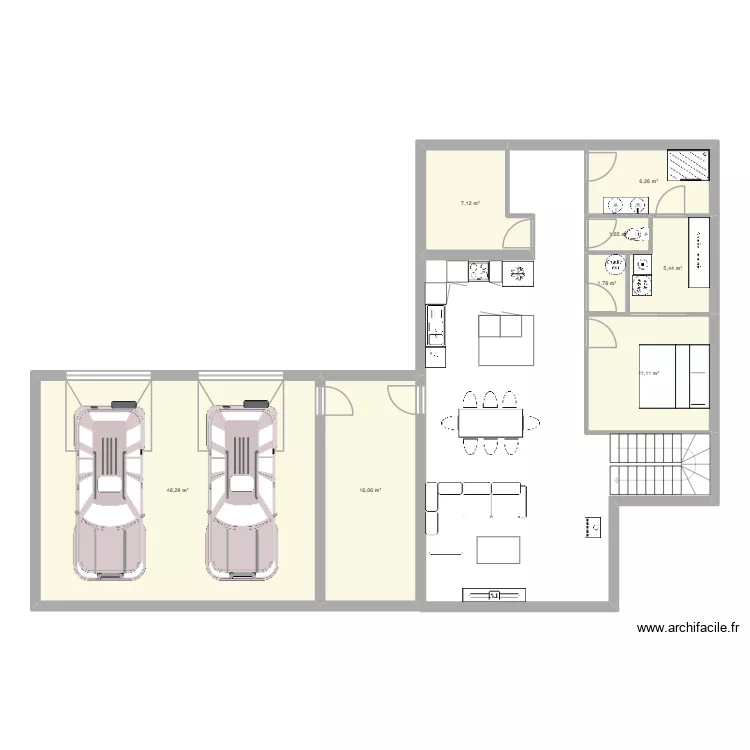 rez de chass&eacute;e. Plan de 8  et 98 m²
