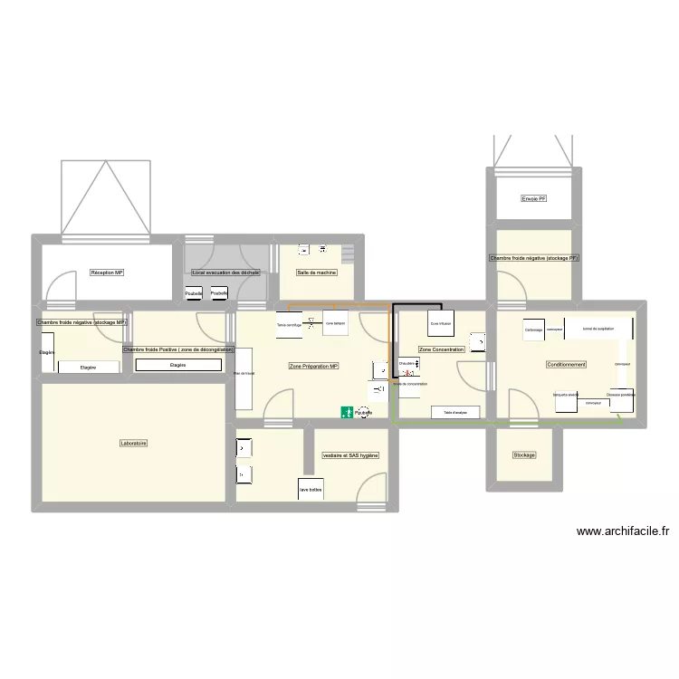 flavor. Plan de 13  et 84 m²