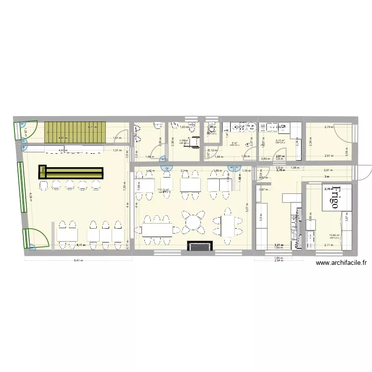 PROJET loft BASE RDC A EPRENDRE. Plan de 6  et 141 m²