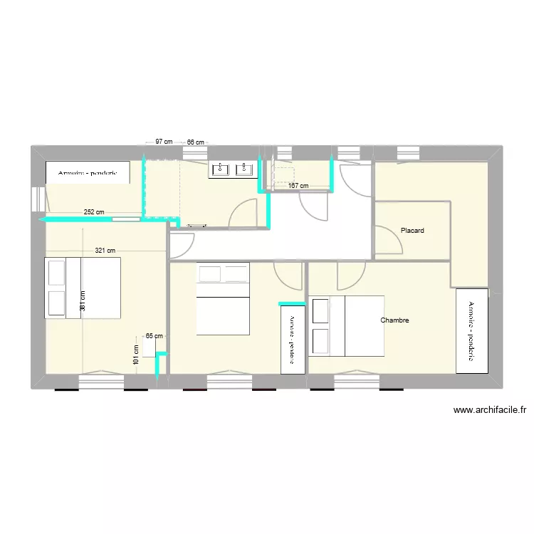 Etage V3. Plan de 10  et 49 m²