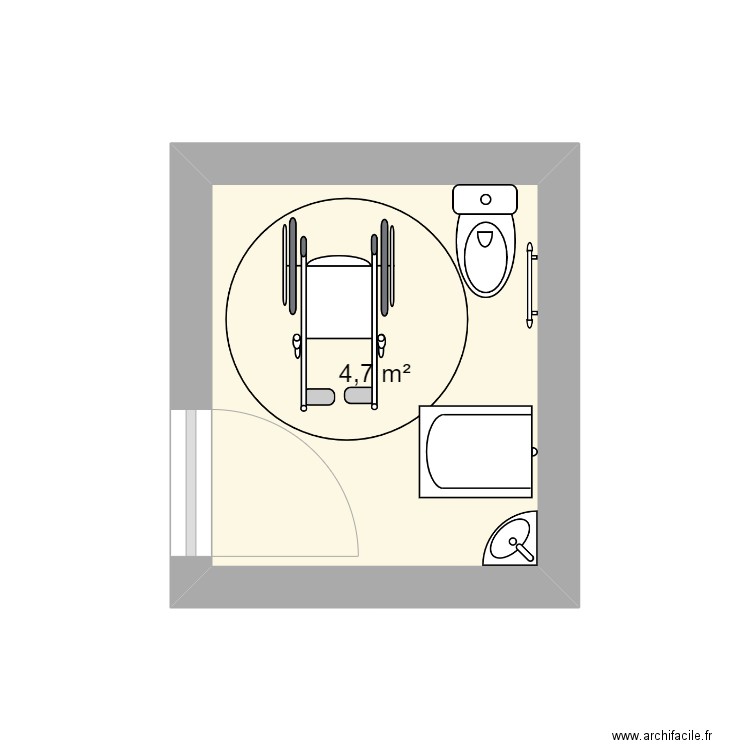 DELARTE. Plan de 1 pièce et 5 m2