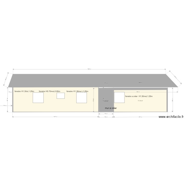 maison coté nord a créer. Plan de 4 pièces et 83 m2