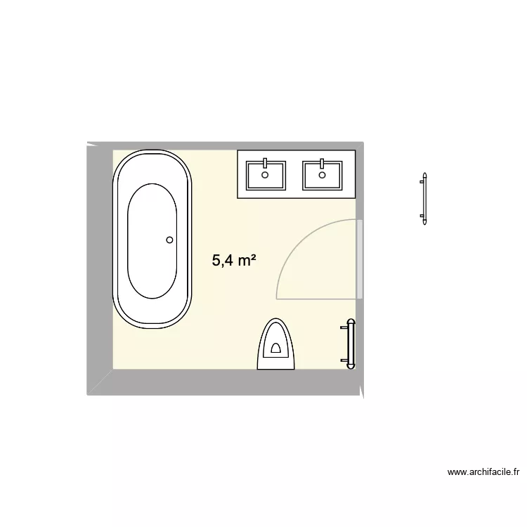 salle bains R+2. Plan de 1 Pièce et 5 m² salle bains R+2. Plan de 1 Pièce et 5 m²