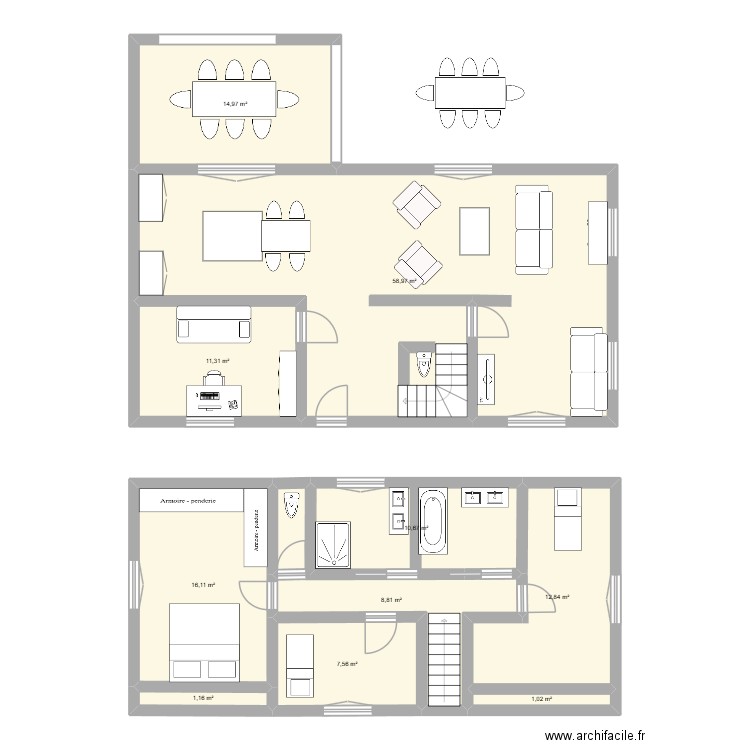 Idée maison SP. Plan de 10 pièces et 143 m2