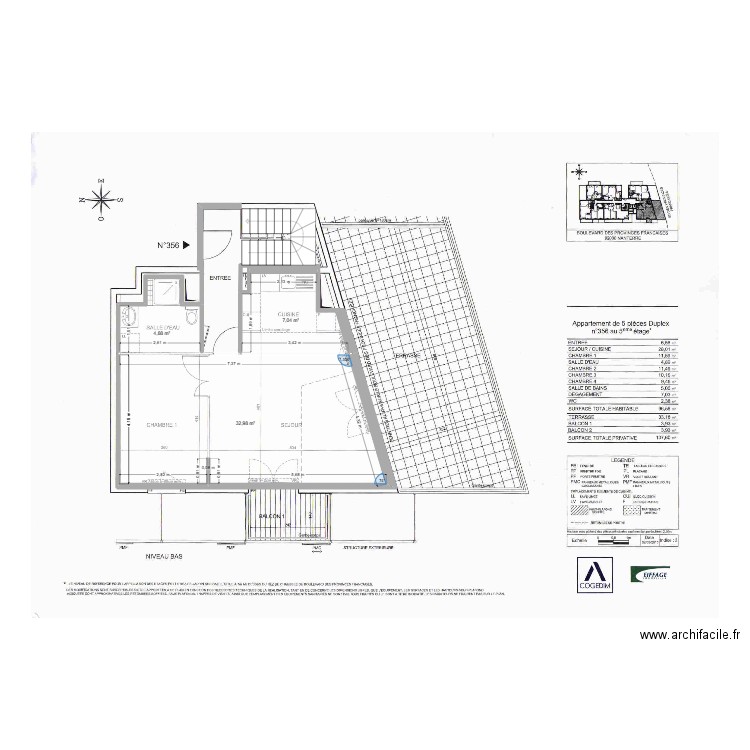 Apto 356. Plan de 3 pièces et 45 m2