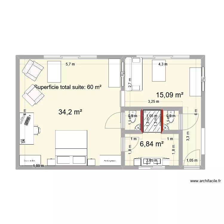 2026 A Suite 60 m². Plan de 2026 A Suite 60 m². Plan de
