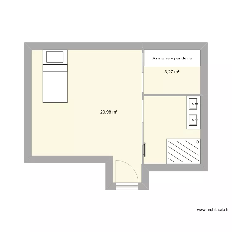 chambre 3 avec dressing et lit 90. Plan de chambre 3 avec dressing et lit 90. Plan de