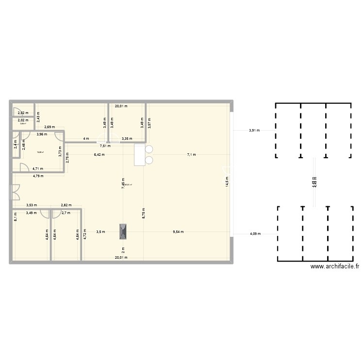 showroom pontivy. Plan de 4 pièces et 287 m2