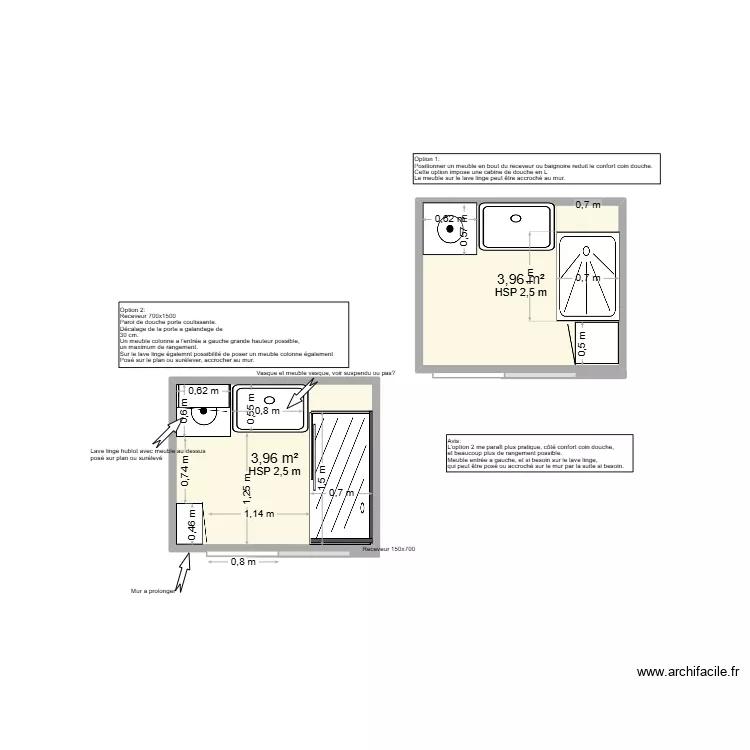 Minna. Plan de 2  et 8 m²