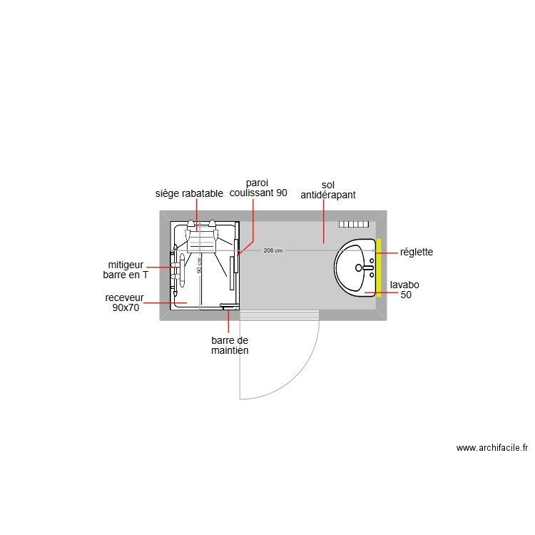 brillat savarin . Plan de 1 pièce et 2 m2