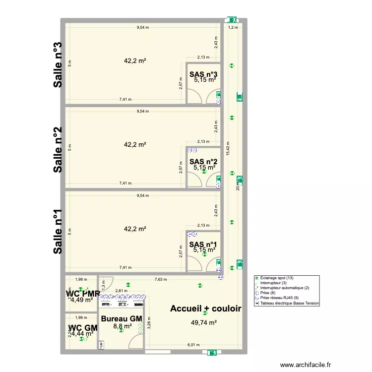 Cote de Jade Amandine. Plan de 10  et 210 m²
