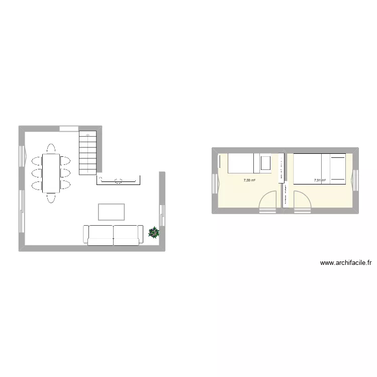 SaintAPO. Plan de 2  et 16 m²