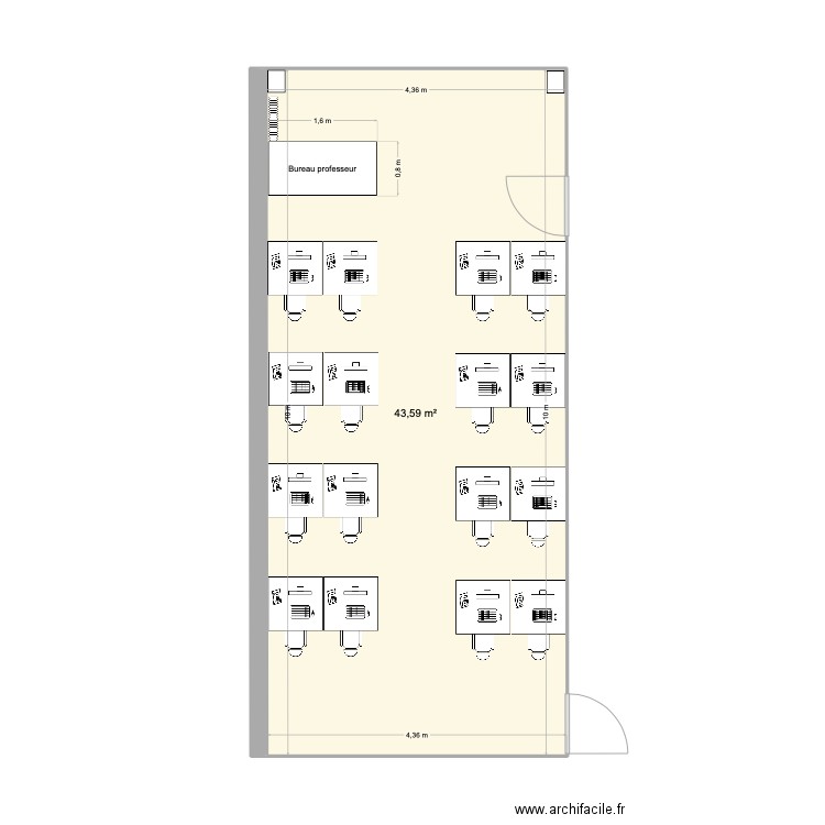 C14. Plan de 1 pièce et 44 m2