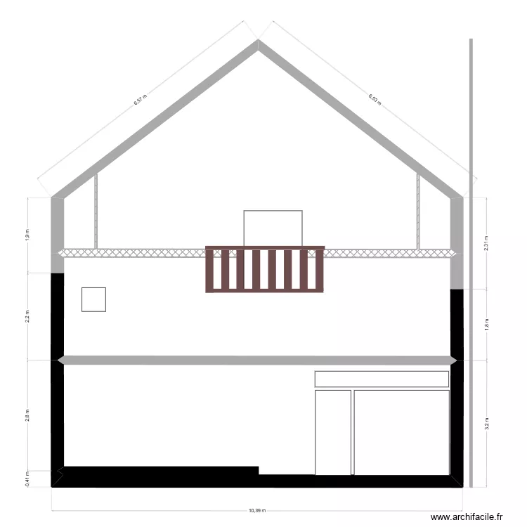 barOC facade ouest modification PC. Plan de 3  et 82 m²