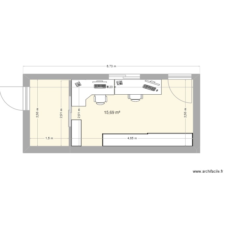 LEROY MERLIN cabine expé. Plan de 1 pièce et 16 m2