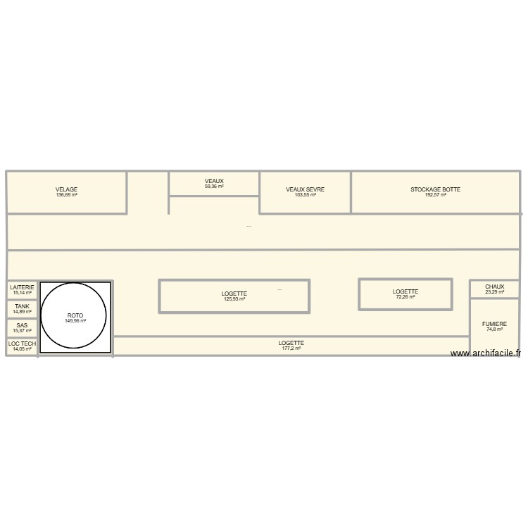 VL BAT. Plan de 16 pièces et 2719 m2