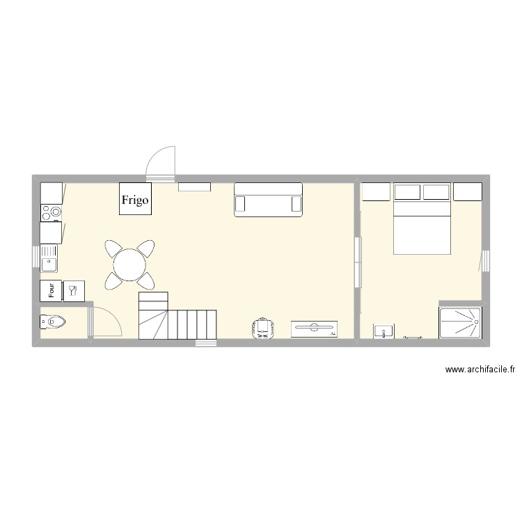 porcherie nous. Plan de 3 pièces et 52 m2
