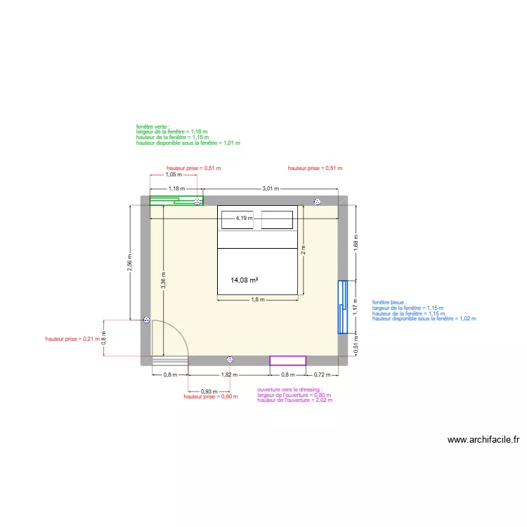 chambre 3. Plan de 1 et 14 m² chambre 3. Plan de 1 et 14 m²