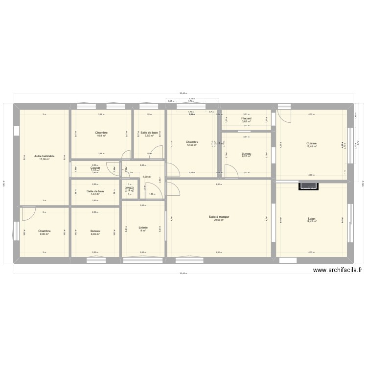 Mignault 80. Plan de 17 pièces et 167 m2