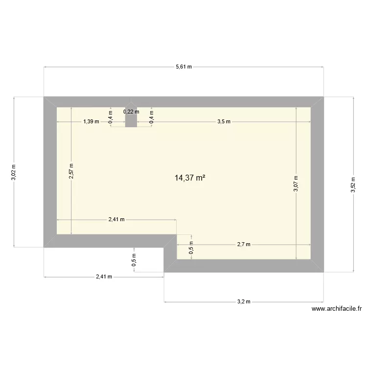 CHAMBRE AMIS HAUT. Plan de 1  et 14 m²