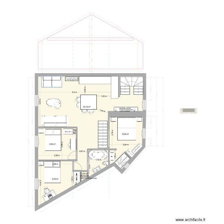 coco R. Plan de 5 pièces et 75 m2