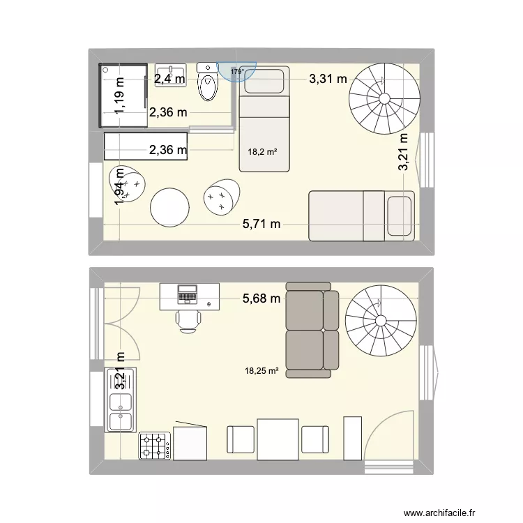 impasse moussue. Plan de 2 et 36 m² impasse moussue. Plan de 2 et 36 m²