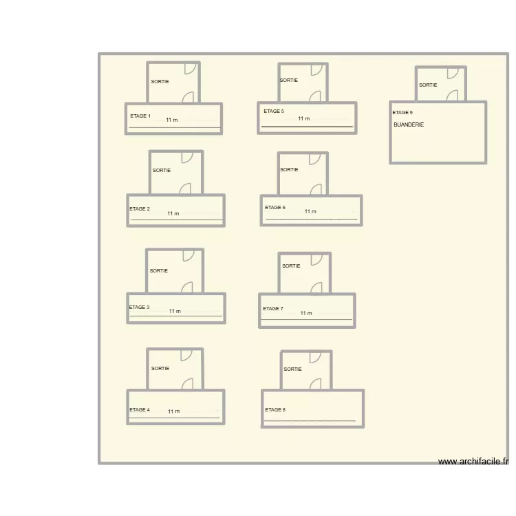 PLAN CAULIER PAV 11 ETAGE. Plan de 17  et 3178 m²