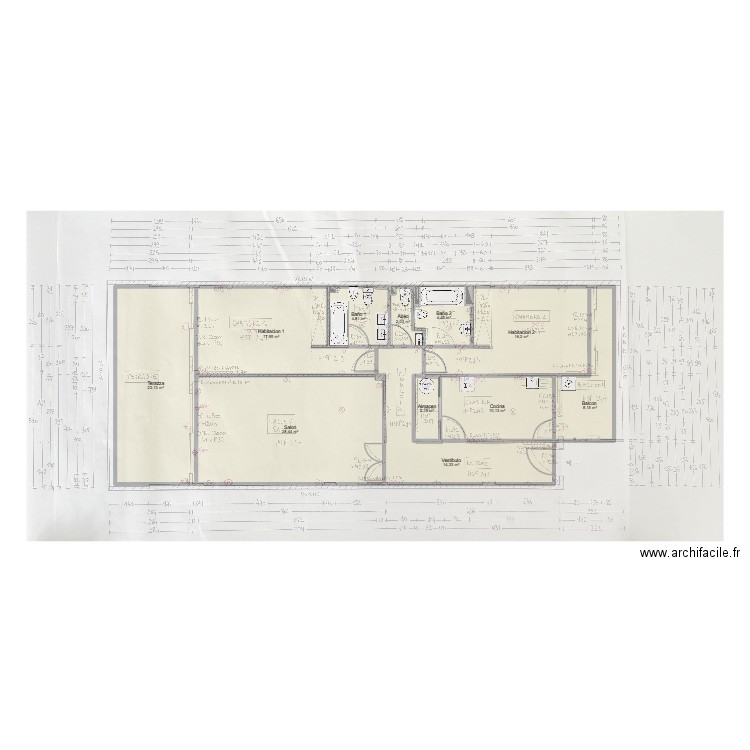 Plan Origine Dragonera Laurent. Plan de 11 pièces et 131 m2