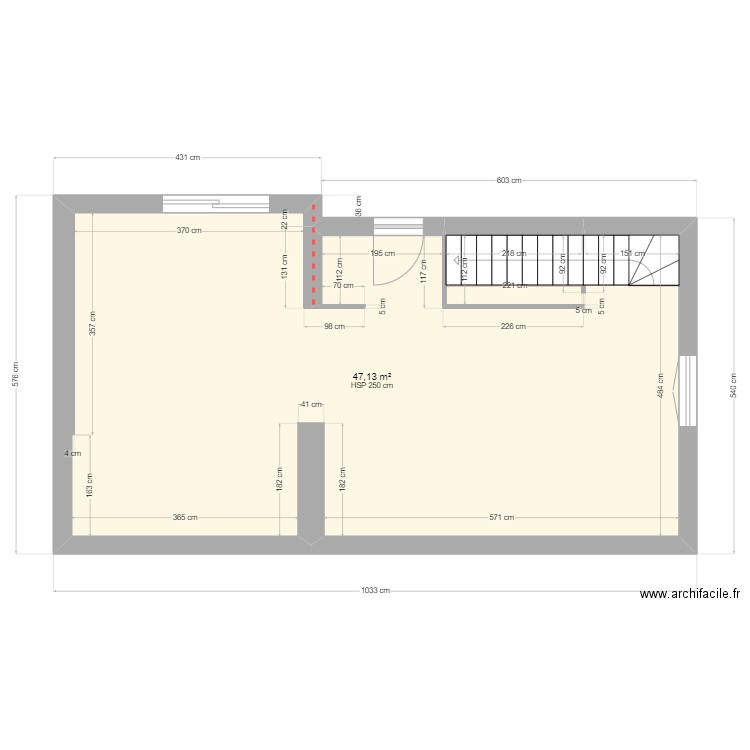 BOUSCAT Rdch. Plan de 1 pièce et 47 m2