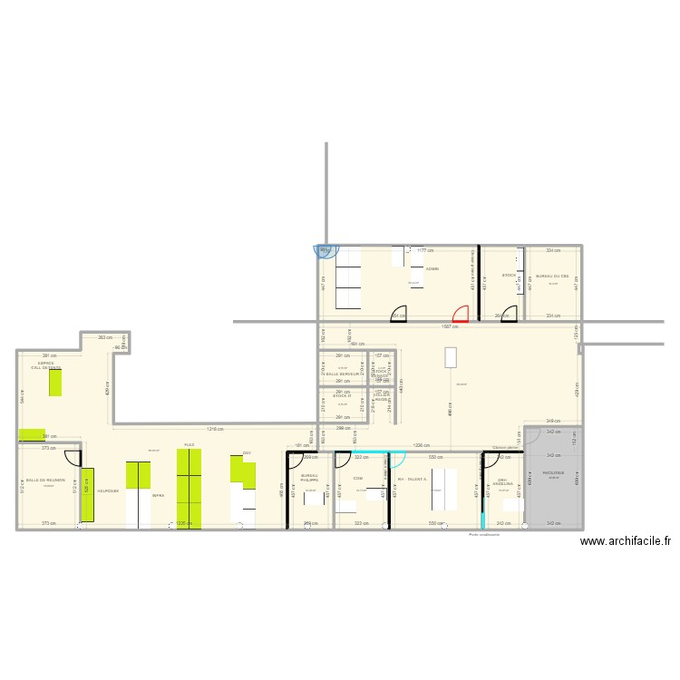 Réaménagement du 5ème v5. Plan de 13 pièces et 398 m2