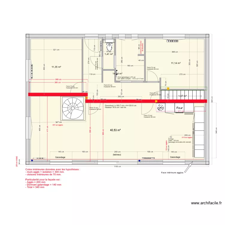 Plan cotes r&eacute;elles HEB. Plan de 