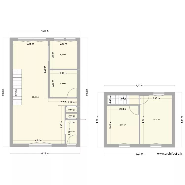 Couderc. Plan de 9  et 75 m²