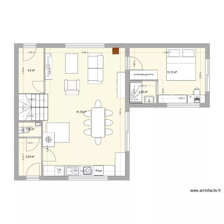 maison V2. Plan de 6  et 65 m²